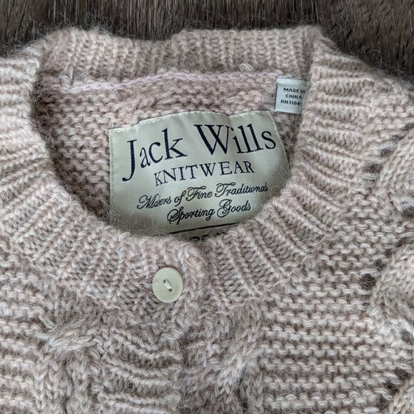 Lace Knit Wool and Mohair Sweater Jack Wills Preppy Cardigan Dusty Soft Pink S - Picture 3 of 7
